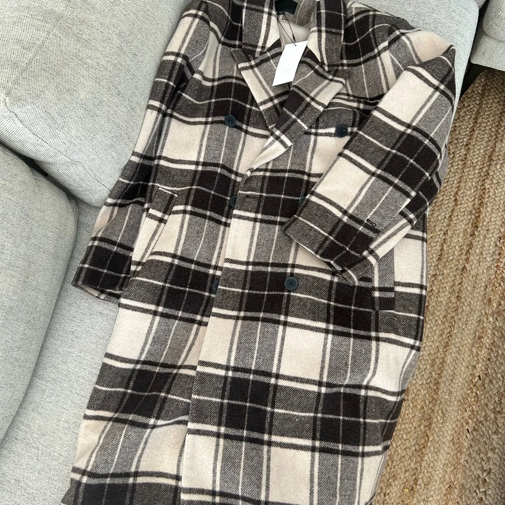Zara Plaid Double-Breasted Women's Coat NWT - Picture 3 of 3